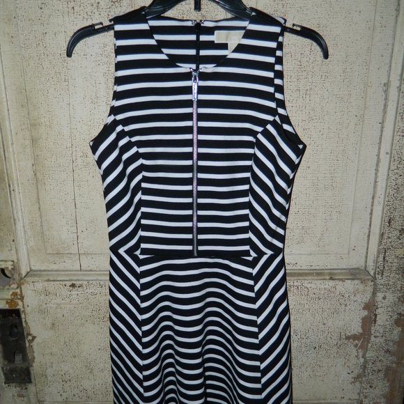 Michael Kors Dresses & Skirts - Michael Kors Zip Front Striped Dress Flare Sz 4 (X-40)